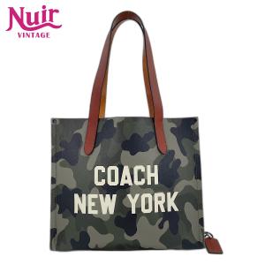 コーチ COACH トートバッグ リレートートバッグ34・カモプリント アンド コーチグラフィック 34 カモフラージュ レザー グリーン【中古】