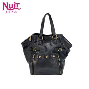イヴ・サンローラン YVES SAINT LAURENT ハンドバッグ レザー ダウンタウン ブラック【中古】