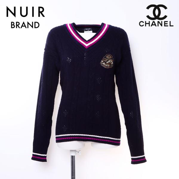 シャネル CHANEL ニット カシミヤ ネイビー