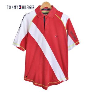 【SALE】ヴィンテージ 1990年代 TOMMY HILFIGER トミーヒルフィガー マリンスポーツシリーズ ポロシャツ レッド×ホワイト メンズM｜penguintripper2