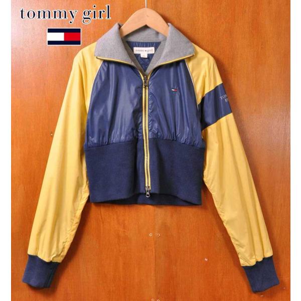 tommy girl トミーガール ナイロンブルゾン ショートジャケット ネイビー×イエロー レディ...