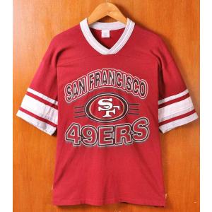 ヴィンテージ 80年代 USA製 GTS NFL SAN FRANCISCO 49ers フットボールTシャツ ワインレッド M相当(19100｜penguintripper2