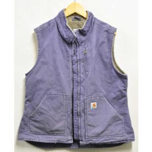 訳あり Carhartt カーハート フリースライナー ダック地 ワークベスト パープル系 レディースL(35265｜penguintripper2