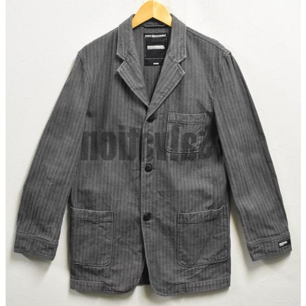 2000年代 ネイバーフッド 裏原 テーラード３つボタンジャケット グレー系 ヘリンボーン ストライ...