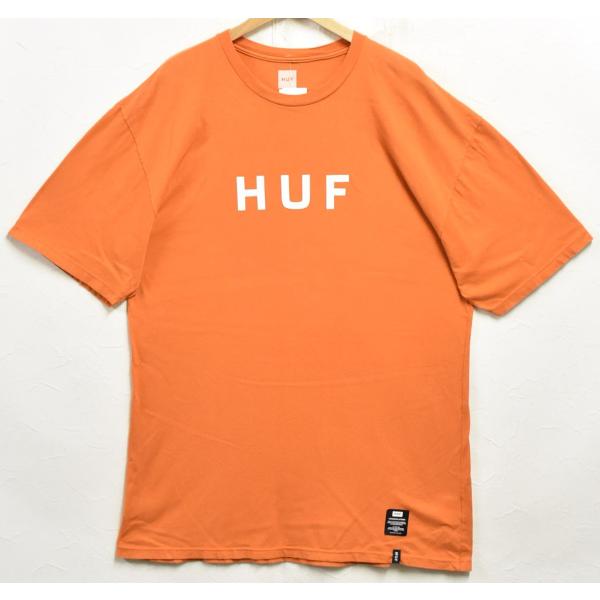 【アウトレット】未使用品 展示品 ビッグサイズ HUF ハフ 半袖Tシャツ RUSTオレンジ ロゴプ...