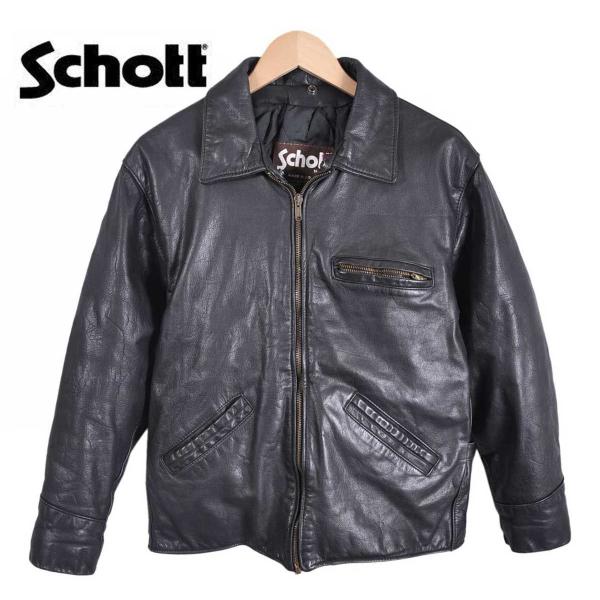 USA製 SCHOTT レザージャケット キルティングライナー ブラック ゴートスキン系レザー 38...