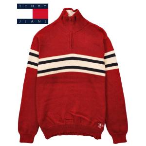 TOMMY JEANS TOMMY HILFIGER トミーヒルフィガー ハーフジップ 襟付き ニットセーター メンズM(19810｜penguintripper