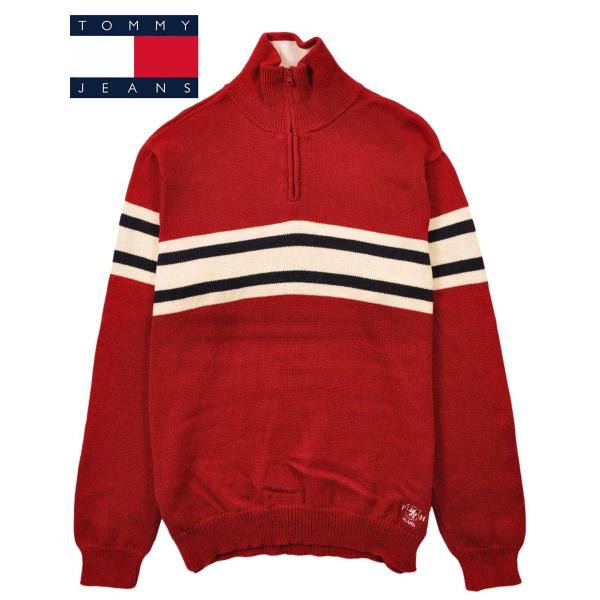 TOMMY JEANS TOMMY HILFIGER トミーヒルフィガー ハーフジップ 襟付き ニッ...