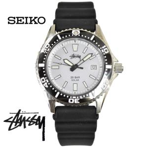 【新古品・未使用品】2010年発売 STUSSY×SEIKO ステューシー×セイコー 30周年記念コラボ 腕時計 ソーラー式 ▼(40587-627｜penguintripper