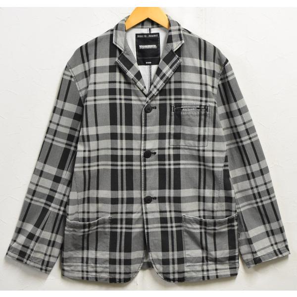 2000年代 ネイバーフッド 裏原 テーラード３つボタンジャケット 薄手 コットン グレー×ブラック...