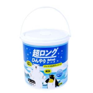 超ロングひんやりリフレッシュシート　　フェイス＆ボディ用　メントール　COOLタイプ　熱中症対策　約...