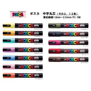 三菱鉛筆 ポスカ 【中字丸芯 その1／全29色中17色】 筆記線幅1
