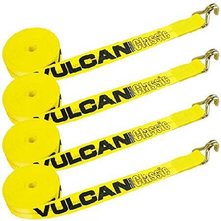 VULCAN ウインチストラップ ワイヤーフック付き - 2インチ x 27フィート - 4個パック...