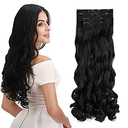 REECHO 24&quot; Curly Wavy 4 Pieces Set Clip in Hair Ex...