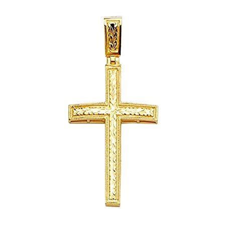 Wellingsale 14k Yellow Gold Cross Religious Pendan...