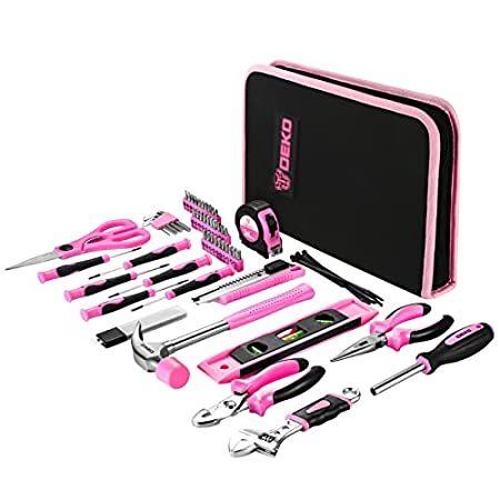 DEKO Pink 71 Piece Household Tool Kit,Ladies Porta...