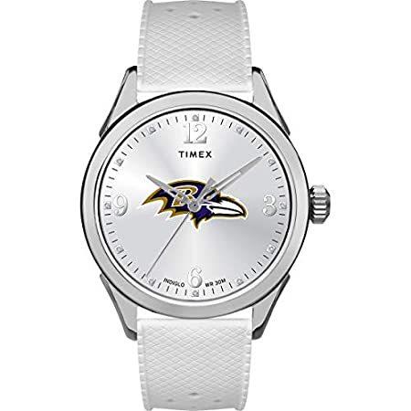 Timex レディース NFL アテネ 40mm ボルチモア・レイブンズ ホワイトシリコンストラップ...