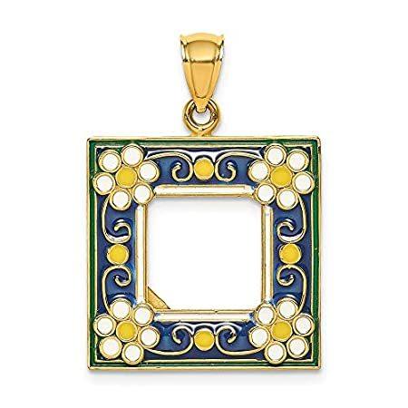 14K Yellow Gold w/Enamel Navy Picture Frame with F...