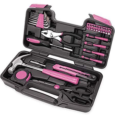 40-Piece All Purpose Household Pink Tool Kit for G...