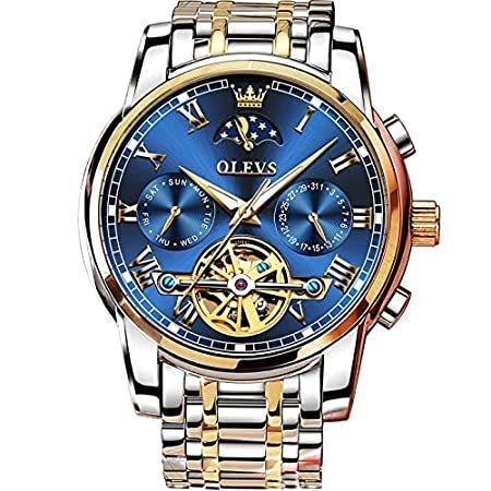 OLEVS 腕時計 自動機械式腕時計 メンズ 防水 ラグジュアリー 自動巻き クロノグラフ ムーンフ...