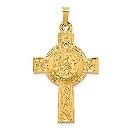 14k Yellow Gold Cross with St. Christopher Medal P...