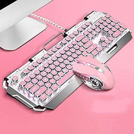 Raxinbang Keyboard Cute Pink Mechanical Key Mouse ...