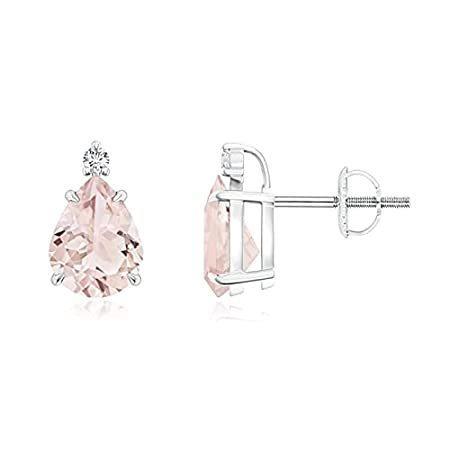 Classic Claw-Set Pear Morganite Solitaire Stud Ear...