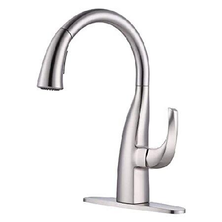 WOWOW Brushed Nickel Kitchen Faucet with Sprayer, ...