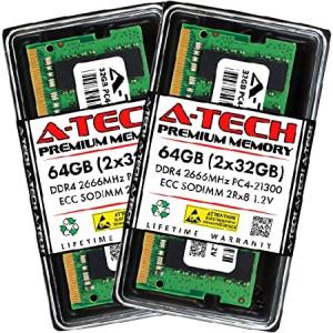 A-Tech 64GB キット (2x32GB) RAM Synology DiskStation DS1821+ NAS用 | DDR4 2666MHz PC4-21300 ECC SODIMM 2Rx8 1.2V 260ピン メモリアップグレード