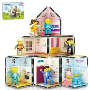 PicassoTiles Magnet Tile Building Block Family Homestead Doll House Theme Playset 8 Character Action Figures Double Sided Magnetic Tiles Printing STEM｜pennylane2022