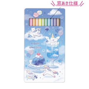 缶ケース入り 12色 色鉛筆 CLOUDY UNICORN 水色 6579 カミオジャパン ユニコーン スイーツ 女子 208657