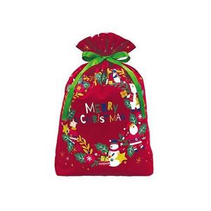 クリスマス ソフトバック M クリスマスリース カラフル R 赤 8210 Z&K プレゼント 緑リボン ラッピング 袋 動物 76-821