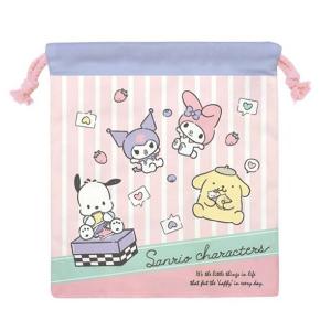 サンリオキャラクターズ 巾着 ピンクストライプ 3488 ケイカンパニー 人気 かわいい 収納 小物入れ CKC14-SAC