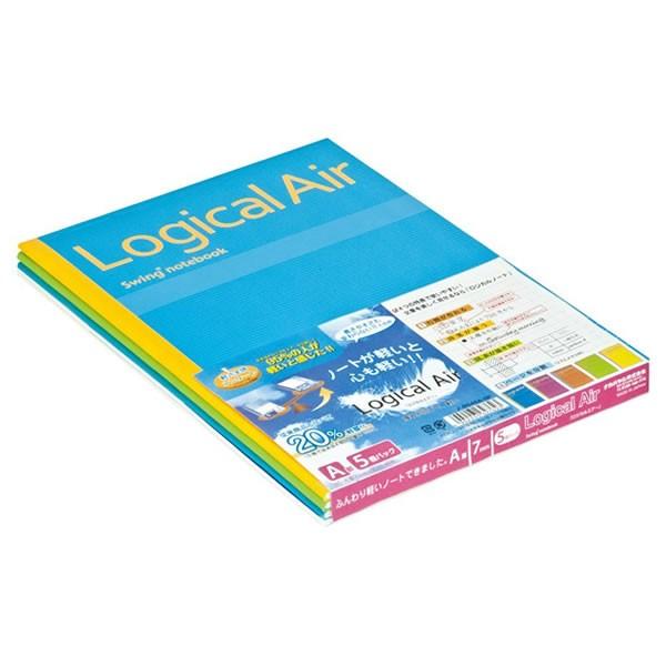 【メール便220円選択可】ロジカル エアーノート 5冊パック 5色込 A罫 7mm 7623 ナカバ...
