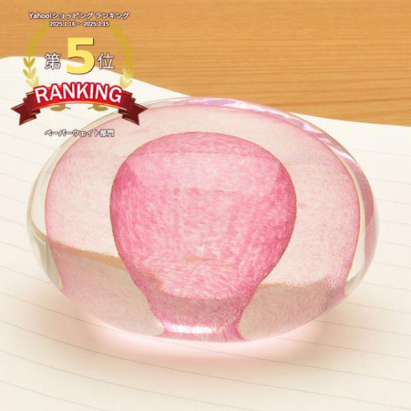 ペーパーウェイト Pent ペント by 色工房 まりも 俵毬 桃 ガラス 硝子 プレゼント ギフト...