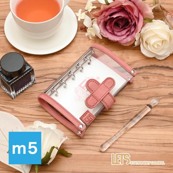 LETSクリアシステム手帳 M5 マイクロ5 mostroアプリコットピンク レッツステーショナリー...