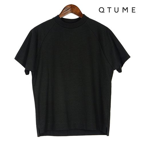 QTUME（クチューム）新着 モックネックTシャツ リブモックネック ラグラン切り替え 脇スリット ...