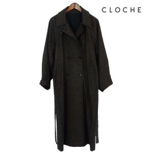CLOCHE（クロッシェ） スタンドカラーコート 太めタブ付き 程よい丈感