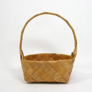 北欧フィンランドの白樺のカゴ バスケット（持ち手つき）・小/9×9×6cm
