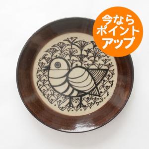 大皿　プレート　絵皿　動物と森 Lisa Larson（リサラーソン） 森と動物の絵皿/4寸皿/サイ/リサ