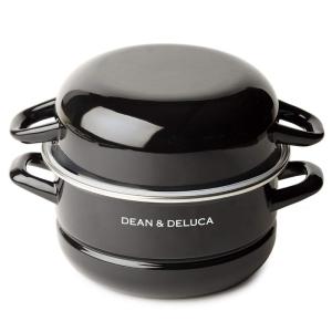 DEAN & DELUCA キャセロール L ブラック (18cm) 両手鍋 フタも浅型鍋として使える ホーロー シリコン蓋付き 直火｜pepe-shop