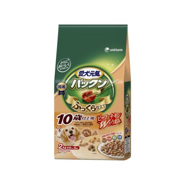 愛犬元気 パックン 10歳以上用 ビーフ・ささみ・緑黄色野菜・小魚入り 2kg×4個セット