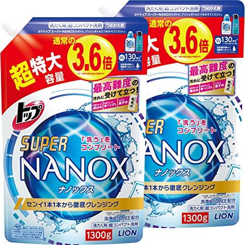 まとめ買い 大容量トップ スーパーナノックス 蛍光剤無配合 洗濯洗剤 液体 詰め替え 超特大1300...