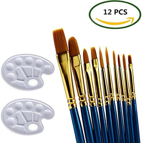 ペイント ブラシ アクリル筆 油絵筆 水彩筆 画筆 絵の具筆 オイルペイント用 10本ブルー