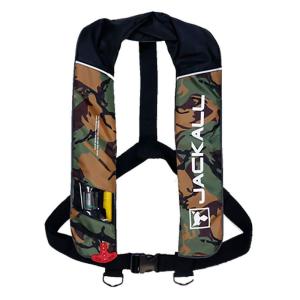 JACKALL(ジャッカル) 自動膨張式 ライフジャケット グリーンカモ/ブラック JK2520RS グリーンカモ/ブラック 70-100c｜pepe-shop