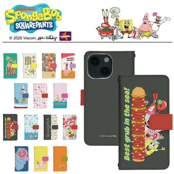 スポンジボブ スマホケース 手帳型 全機種対応 iPhone 17 17air 17pro 17pr...