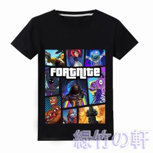 Tシャツ トッポス FORTNITE フォートナイト ティーシャツ 半袖 黒 ブラック ゲーム ロゴ 子供 キッズ プレゼント 夏 120-160cm 通気吸汗 4色 82
