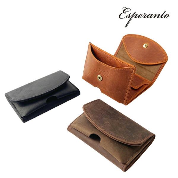 エスペラント esperanto  ESP-6719 ミニマム財布 クレイジーカーフレザー  日本製...