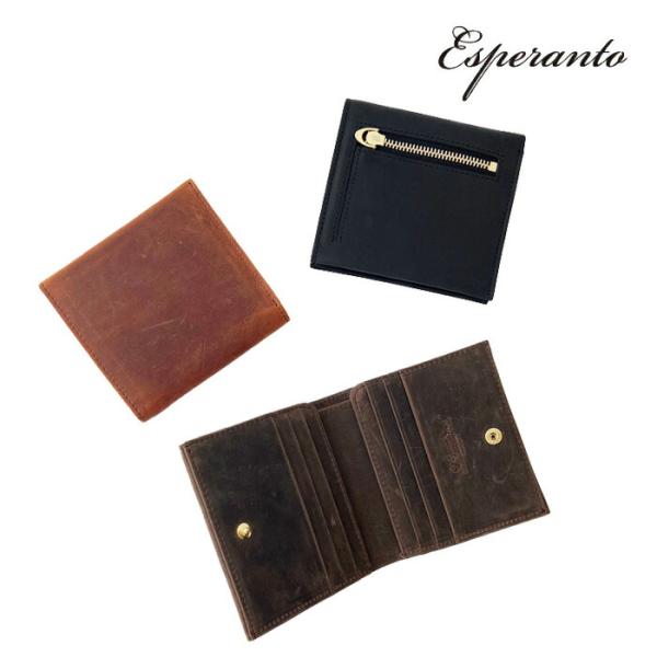 エスペラント esperanto  薄型二つ折り財布  ESP-6737 クレイジーカーフレザー  ...