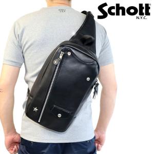 【ポイント10倍】 正規取り扱い店 Schott ショットRIDERS SLING BAG ライダース スリングバッグ ONE SHOULDER BAG ワンショルダーバッグ 斜めがけ 782-2976010｜pepecoco